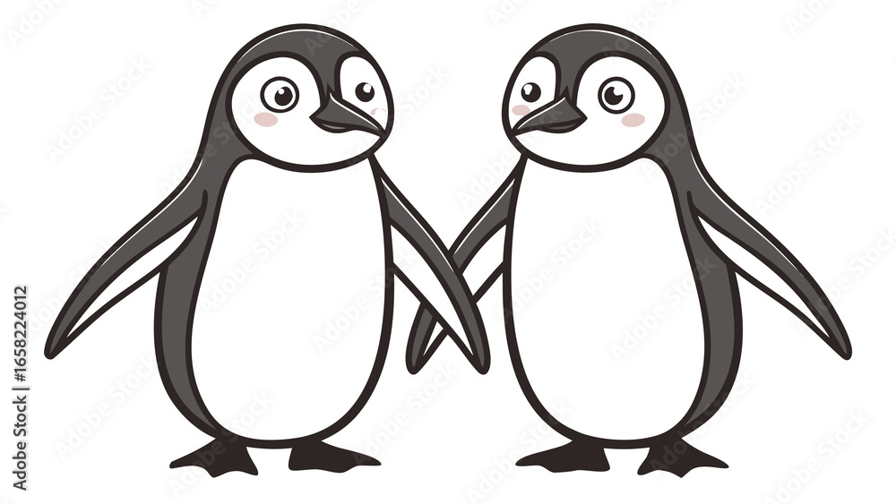 Fototapeta premium Adobe Illustrator ArtwTwo cute cartoon penguins vector illustrationork