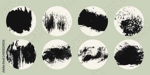 Set of textured design elements with artistic grunge brush strokes. Perfect for abstract compositions, creative layouts, posters, backgrounds