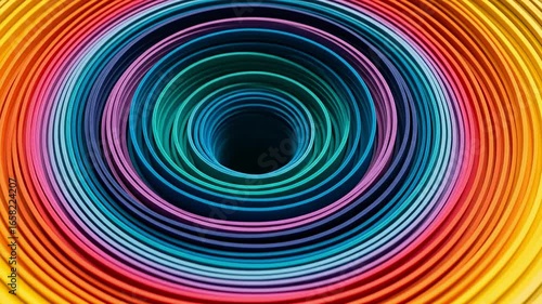 purple, pink, orange, and yellow, Abstract swirl in vibrant rainbow colors, A swirling vortex of layered, colorful paper. transitioning from teal to blue, 