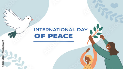 Happy International Day of Peace Vector Illustration with Dove, Olive Branch, and Blue Globe Design