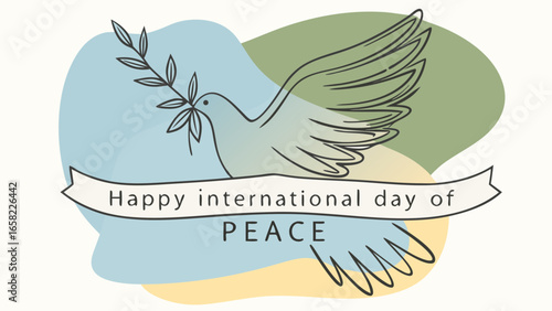 Happy International Day of Peace Vector Illustration with Dove, Olive Branch, and Blue Globe Design