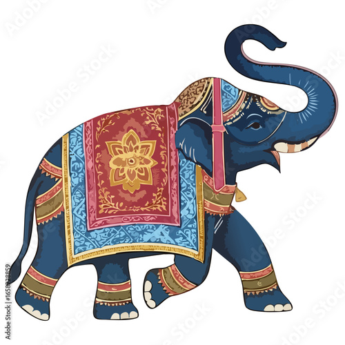 Photography Indian Pichwai Elephant Illustration on a white transparent background