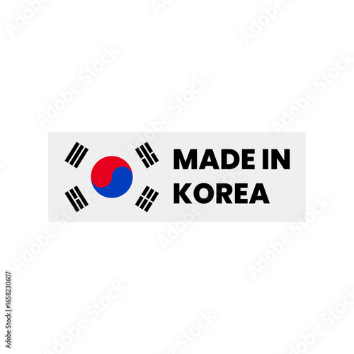 Made in South Korea Stamp with Korean Flag Graphic