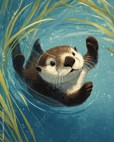 An otter floating on the water