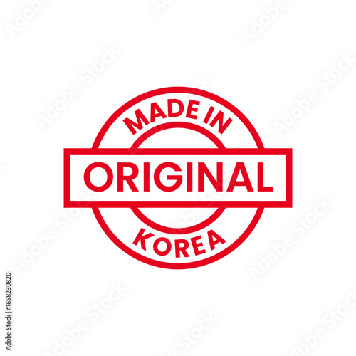 Circular  Made in South Korea Label in Bold Red Design