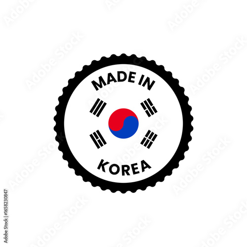 Circular  Made in South Korea Label in Bold Red Design