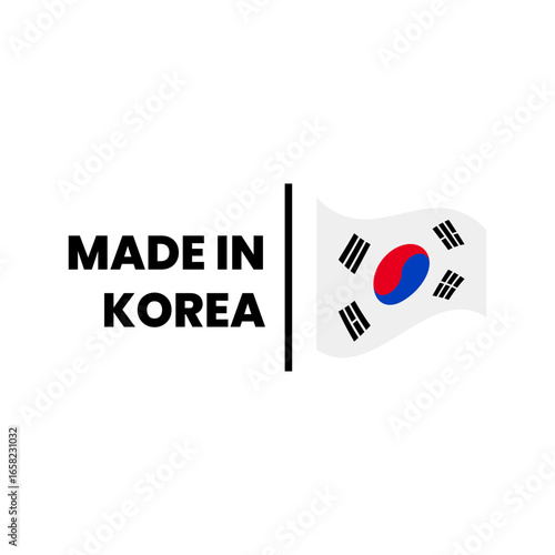 Made in South Korea Stamp with Korean Flag Graphic