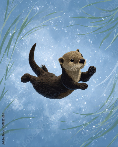 An otter floating on the water