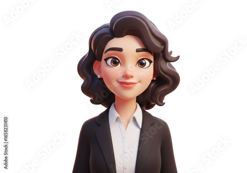 3d stylized businesswoman portrait isolated on transparent background