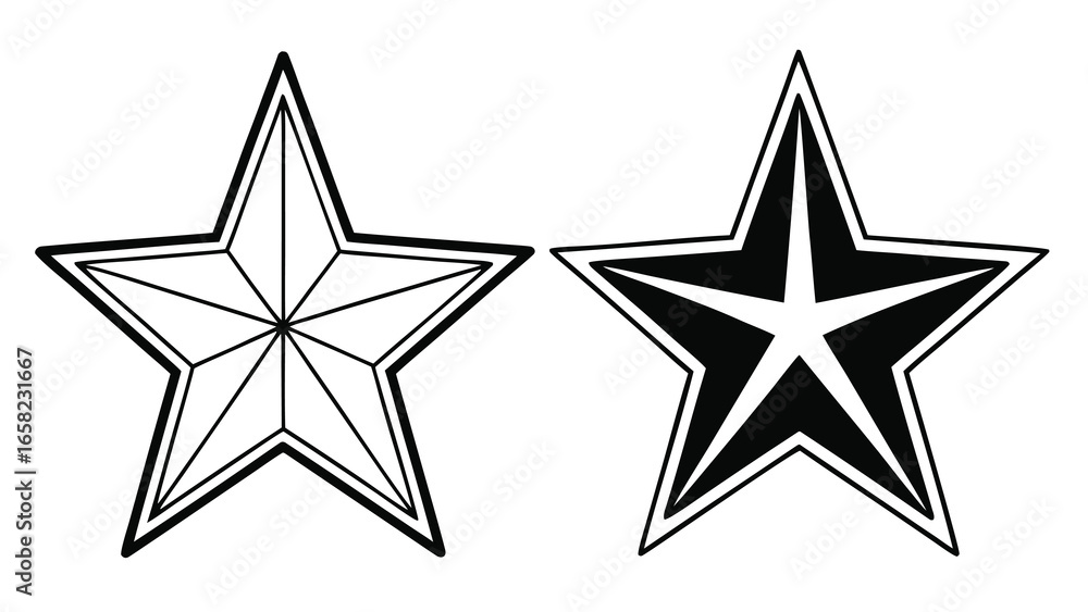 Obraz premium Outlined star symbols illustration in black and white
