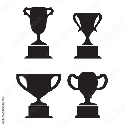 Glowing Rewards Vector Trophy Set for Winners