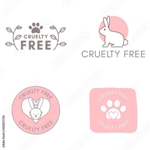 Cruelty Free Vegan Logo Pack with Rabbit and Paw Icons
