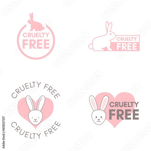 Cruelty Free Vegan Logo Pack with Rabbit and Paw Icons
