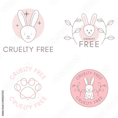 Cruelty Free Vegan Logo Pack with Rabbit and Paw Icons