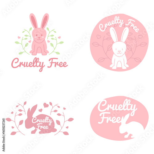 Cruelty Free Vegan Logo Pack with Rabbit and Paw Icons
