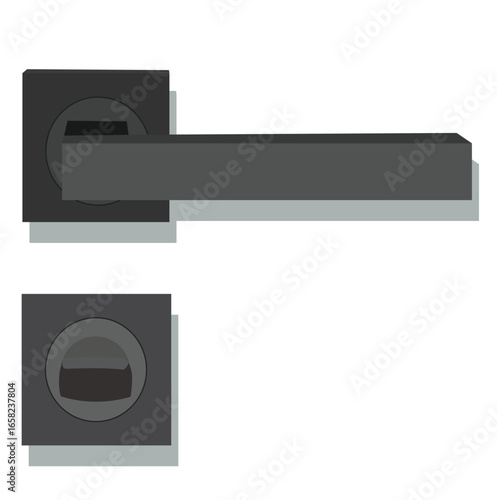 Metal door handles for room interior in office or home.