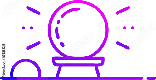 Gradient purple fortune telling crystal ball with stand and radiating light lines illustration design