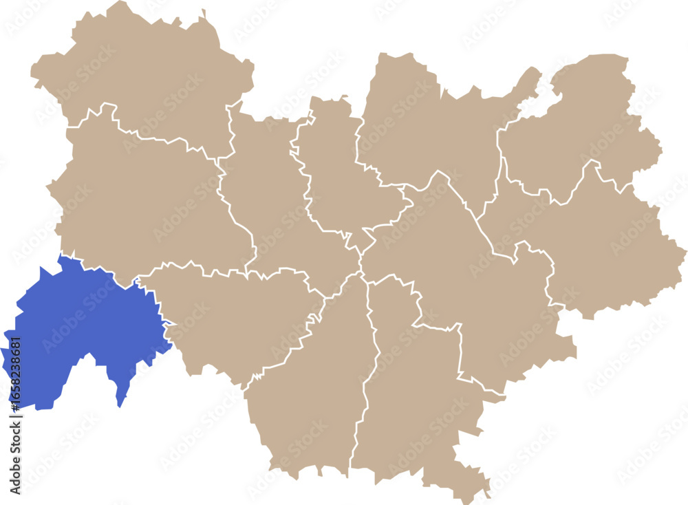 Fototapeta premium Illustration carte de la région Auvergne-Rhône-Alpes avec département Cantal mis en lumière