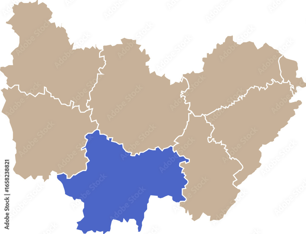 Fototapeta premium Illustration carte de la région Bourgogne-Franche-Comté avec département Saône-et-Loire mis en lumière