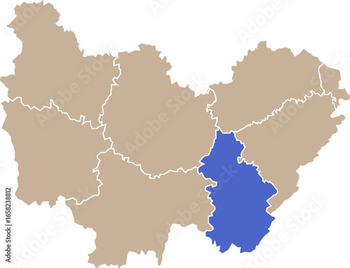 Illustration carte de la région Bourgogne-Franche-Comté avec département Jura mis en lumière