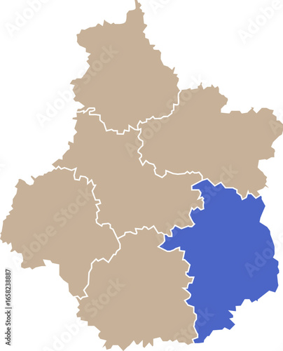 Illustration carte de la région Centre-Val de Loire avec département Cher mis en lumière