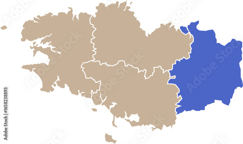 Illustration carte de la région Bretagne avec département Ille-et-Vilaine mis en lumière