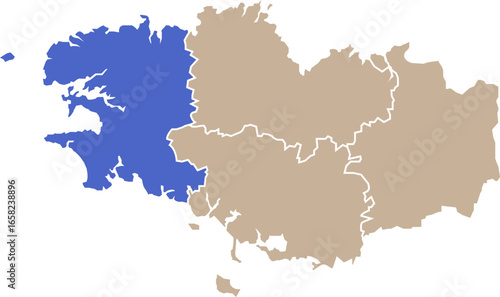 Illustration carte de la région Bretagne avec département Finistère mis en lumière