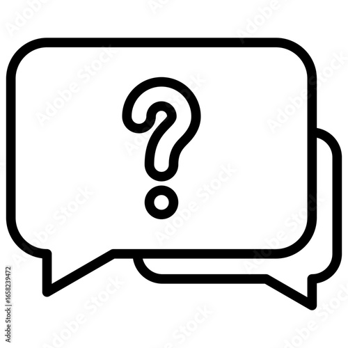Chat Question Outline Icon Design Vector - Chat bubble with question mark inside, representing inquiry or communication