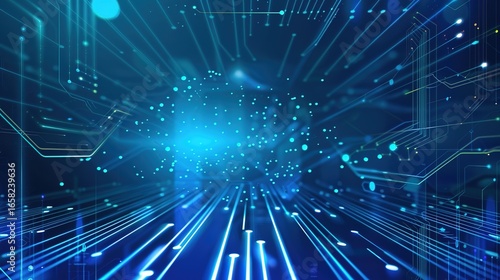 Exploring Dynamic Technology Lines and Vibrant Blue Technology Backgrounds for Modern Digital Design: Innovate Visual Concepts, Futuristic Interface Elements