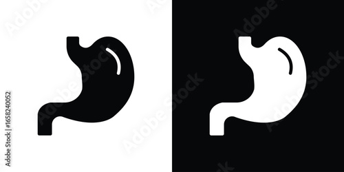 Stomach Icon in Black and White with Simple Design