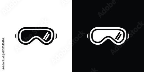 Safety Goggles Icon in Black and White, Isolated on White and Black Background