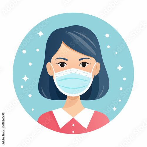 vector girl with a mask
