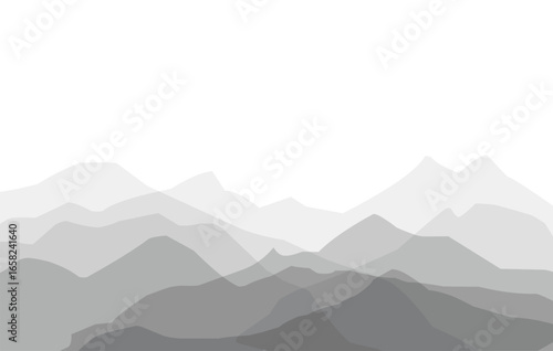 mountains silhouette foggy illustration background.eps