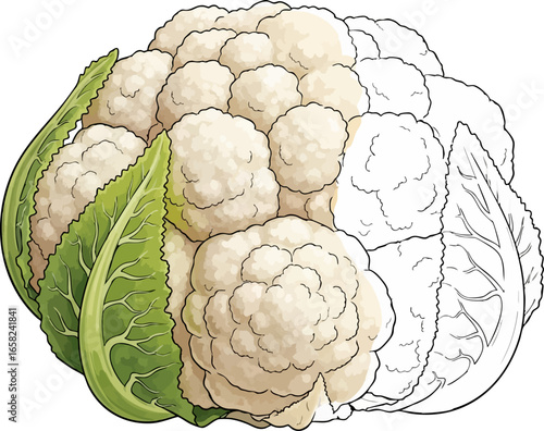 Conceptual Art Sketch Style A Head of Cauliflower