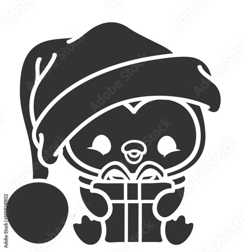 cute christmas penguin - layered cut file - winter clip art