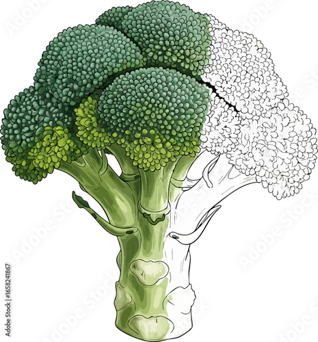 Conceptual Art Sketch Style A Head of Broccoli