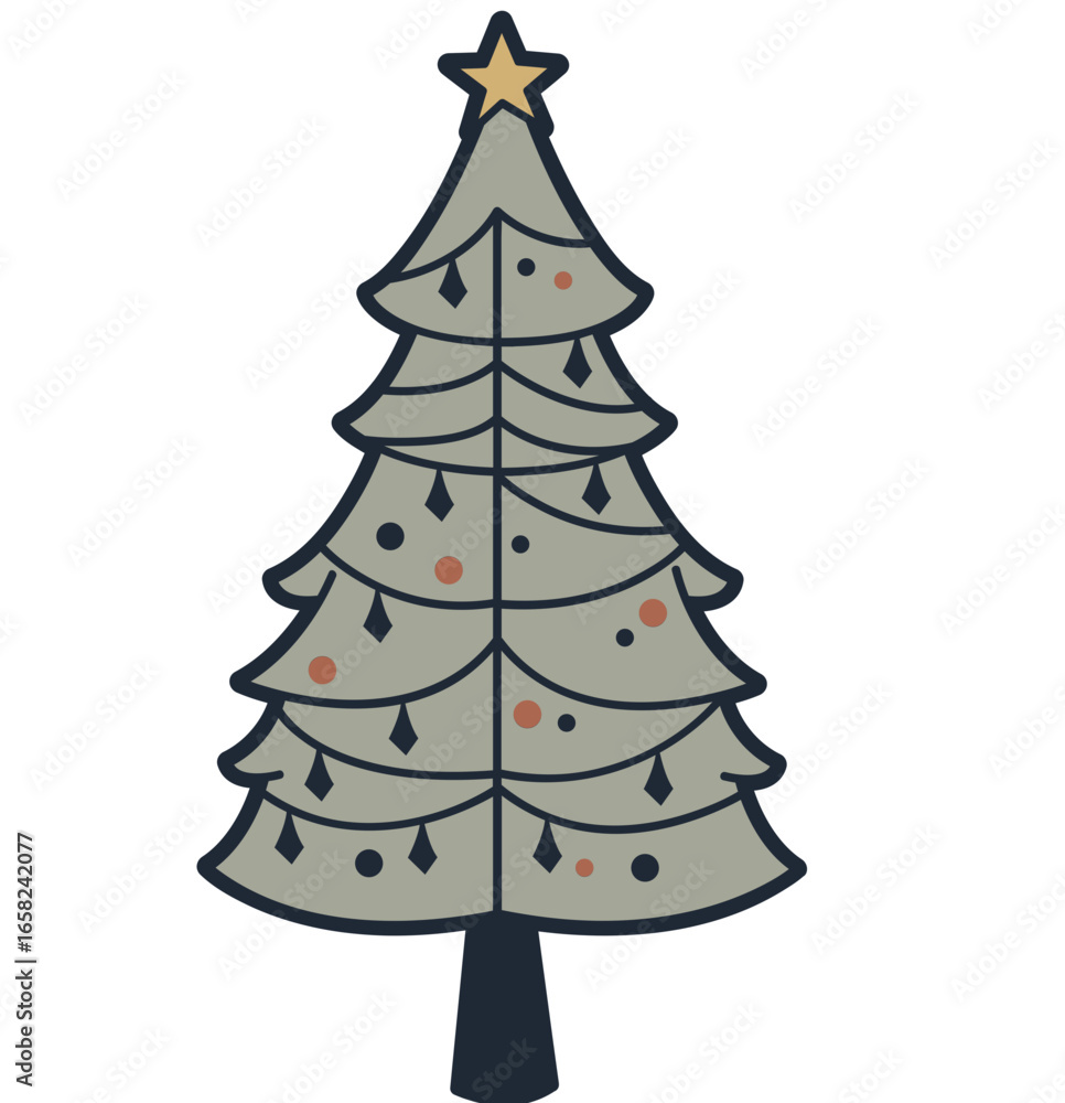 Fototapeta premium minimal christmas tree decor - layered cut file - winter sticker