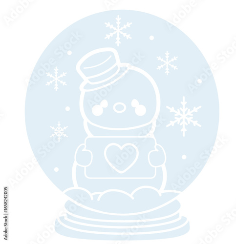 cute snowmen in a snowglobe - layered cut file - winter clip art