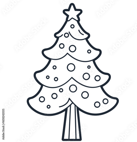 simple cartoon christmas tree decorated - layered cut file 