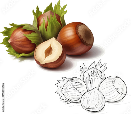 Conceptual Art Sketch Style A Still Life of Hazelnuts