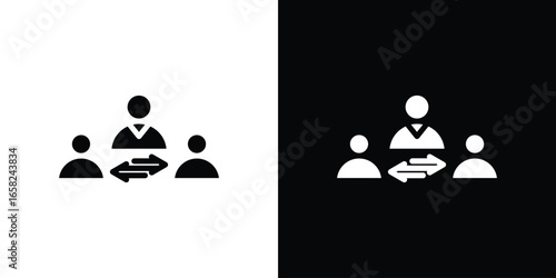 Team Collaboration Icon, Isolated on White and Black Backgrounds