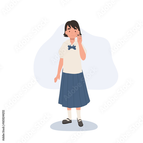 thai schoolgirl student uniform illustration of asian child in primary school