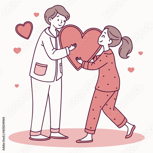 Cute Couple Love Illustrations in Flat Cartoon Style – Romantic Moments, Relationships, and Valentine’s Day Concept