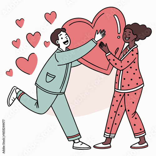 Cute Couple Love Illustrations in Flat Cartoon Style – Romantic Moments, Relationships, and Valentine’s Day Concept