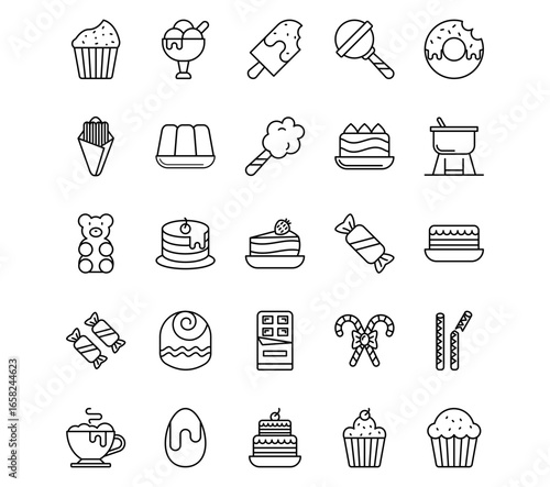 Sweets and Candies Line Icons