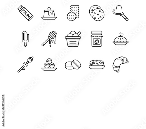 Sweets and Candies Line Icons