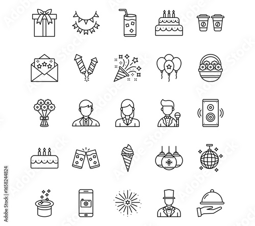 Party and Celebration Line Icons