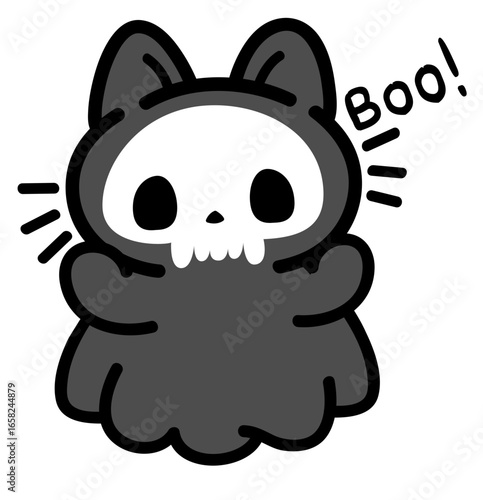 cute spooky kitty ghost - layered cut file - halloween clip art