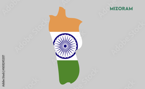 Mizoram map vector illustration, Indian states, suitable for education, business, presentations, print, web use, and creative geographic projects. Indian union territory.