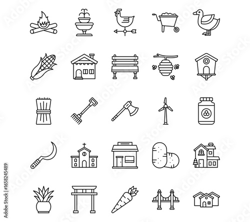 Village Line Icons